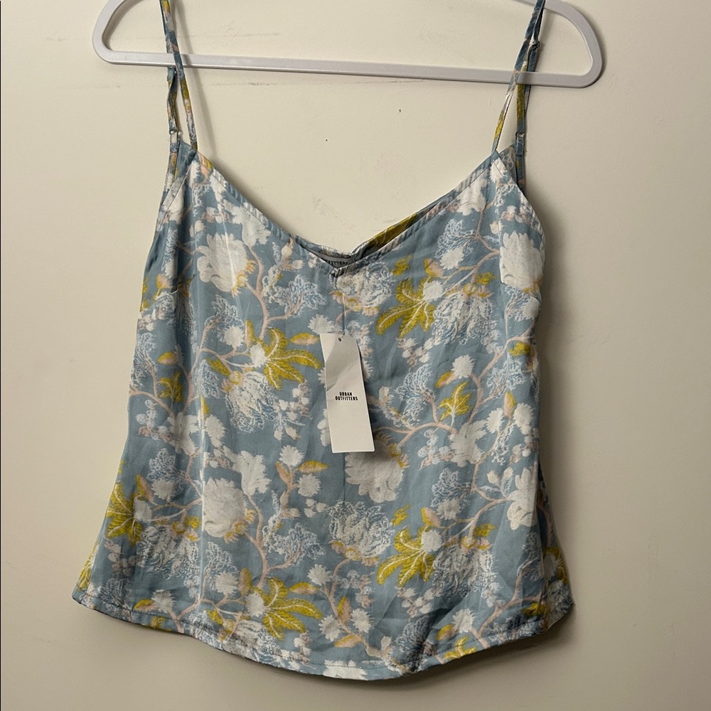 Urban outfitters Floral V-Neck Camisole Tank Top - Light Blue